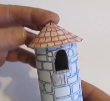 Glue roof onto tower