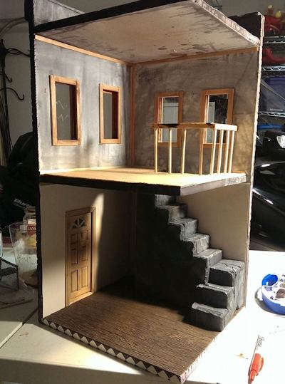 The diorama in progress with stairs installed