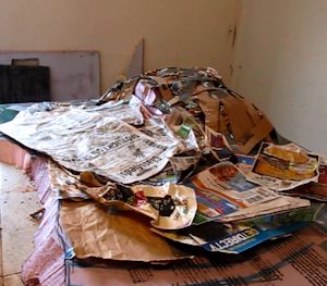 crumpled newspapers