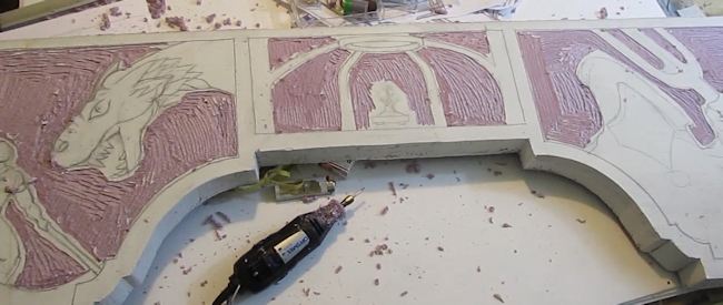 The whole panel started carving