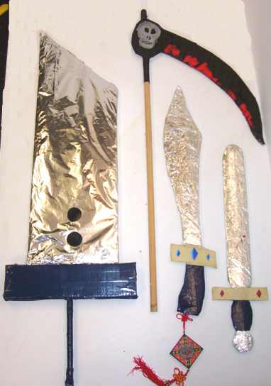 four cardboard swords