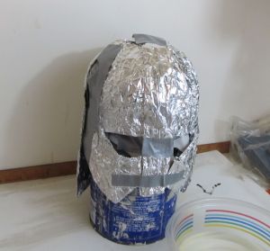 foil on the helmet