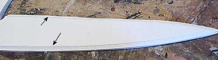 The bevel on the blade