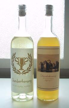 Two bottles of home made mead