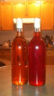 Two bottles of cherry mead