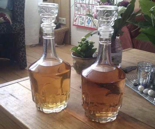 Two decanters with mead