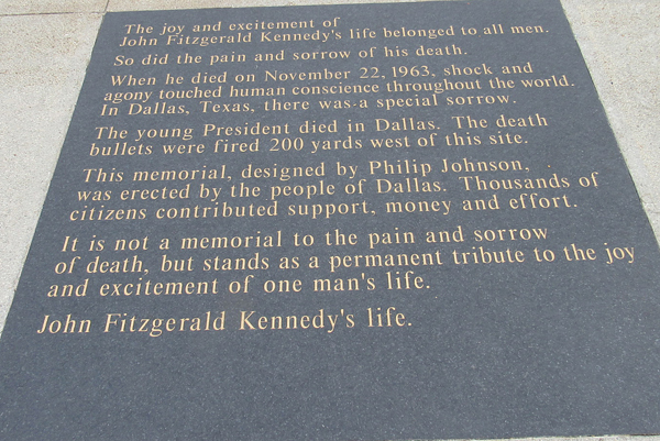 Placard devoted to JFK