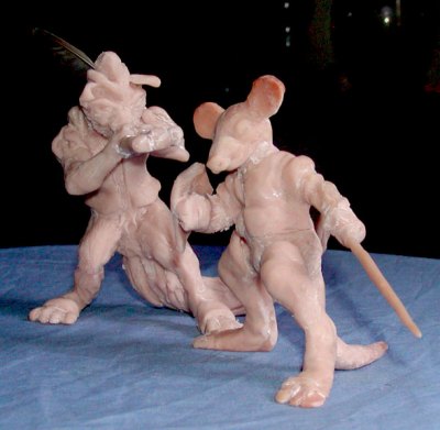 Cat and mouse sculptures