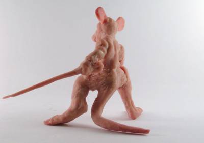 Back of miniature mouse sculpture