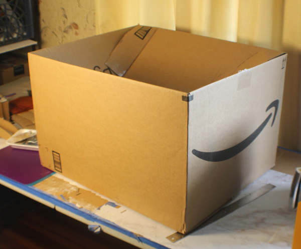 A corrugated cardboard box