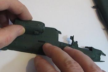 Glue parts on the fuselage