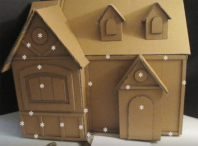 The exterior details of the dollhouse