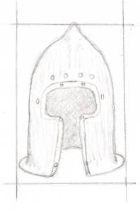 Medieval Knight Helmet Drawing - C