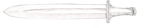 A drawing of a sword