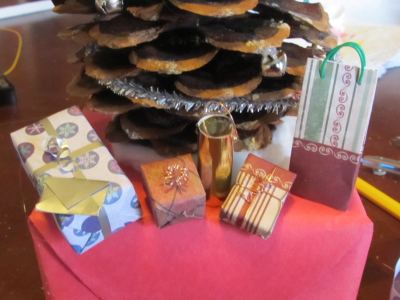 Miniature presents under the tree