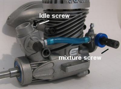 the engine adjustment screws