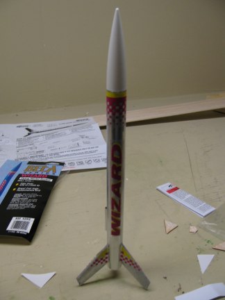 The completed Estes Wizard Model Rocket