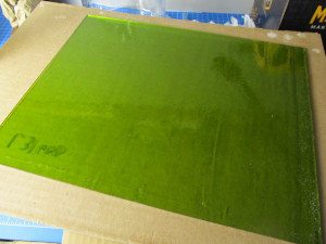 a sheet of green stained glass