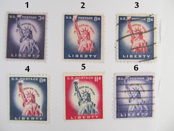 The six liberty stamps