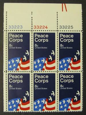 A plate block of stamps