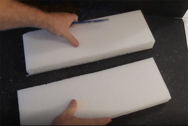 Cut the foam base in half