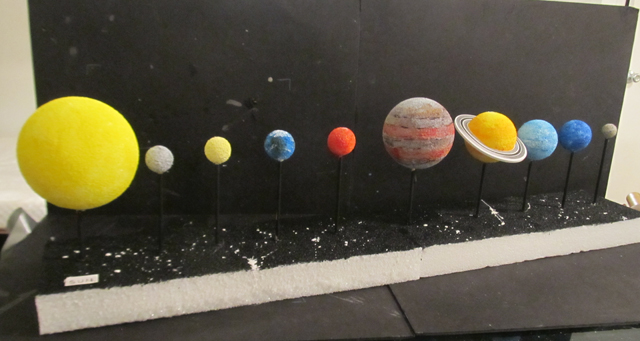 The completed solar system diorama